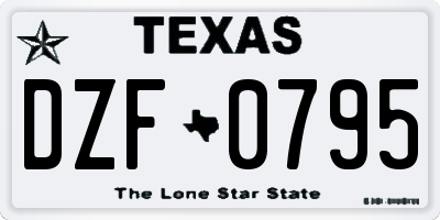 TX license plate DZF0795