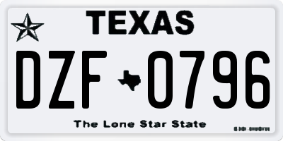 TX license plate DZF0796