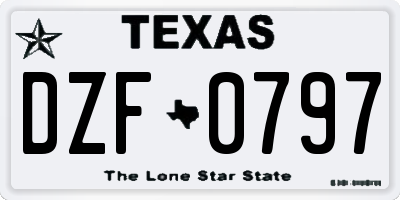 TX license plate DZF0797