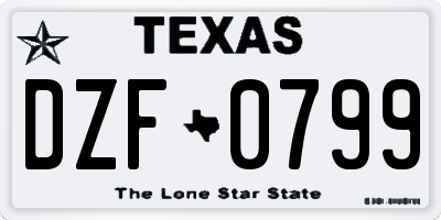 TX license plate DZF0799