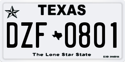 TX license plate DZF0801