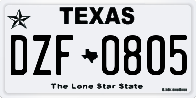 TX license plate DZF0805