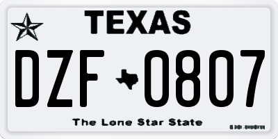 TX license plate DZF0807