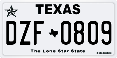 TX license plate DZF0809