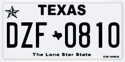 TX license plate DZF0810