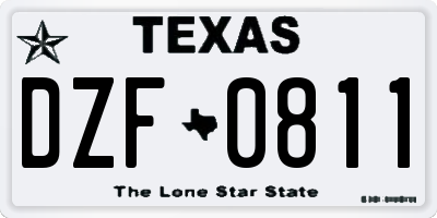 TX license plate DZF0811