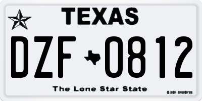 TX license plate DZF0812