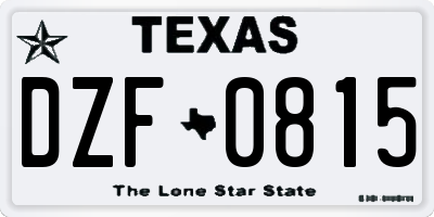 TX license plate DZF0815