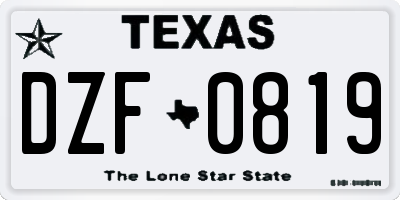 TX license plate DZF0819