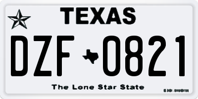TX license plate DZF0821