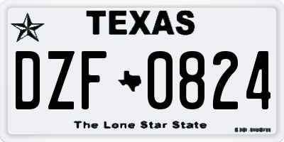 TX license plate DZF0824