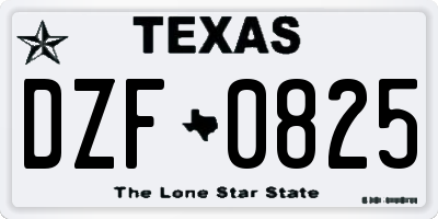 TX license plate DZF0825