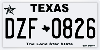 TX license plate DZF0826