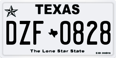 TX license plate DZF0828