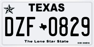 TX license plate DZF0829