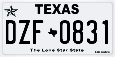 TX license plate DZF0831