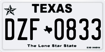TX license plate DZF0833