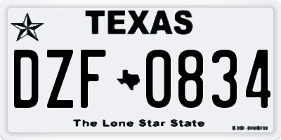TX license plate DZF0834