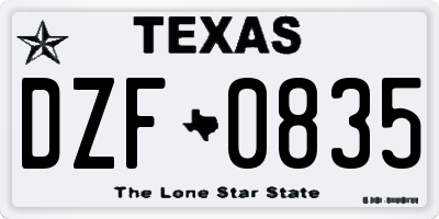 TX license plate DZF0835