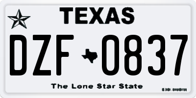 TX license plate DZF0837