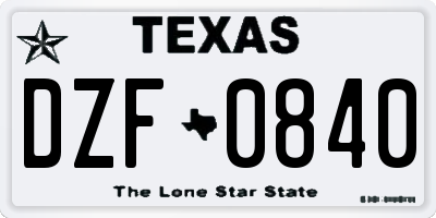 TX license plate DZF0840