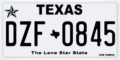 TX license plate DZF0845