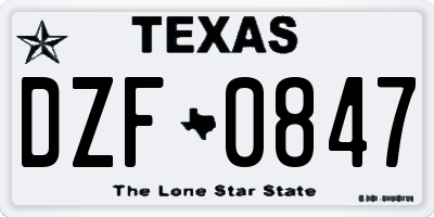 TX license plate DZF0847
