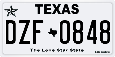 TX license plate DZF0848