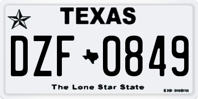 TX license plate DZF0849
