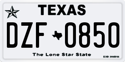 TX license plate DZF0850