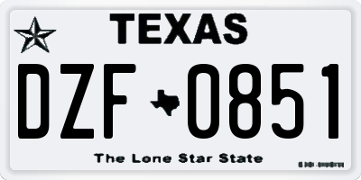 TX license plate DZF0851