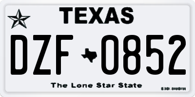 TX license plate DZF0852