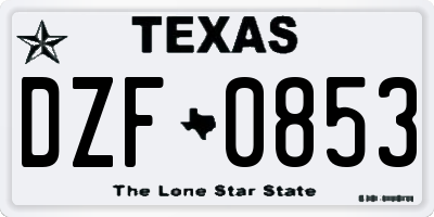 TX license plate DZF0853