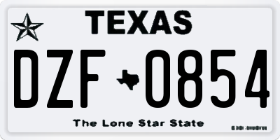 TX license plate DZF0854