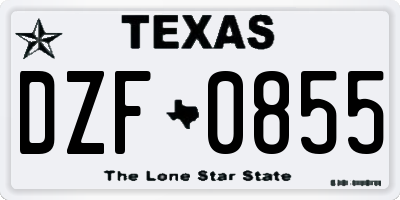 TX license plate DZF0855