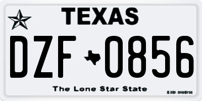 TX license plate DZF0856