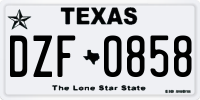 TX license plate DZF0858