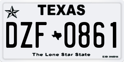 TX license plate DZF0861