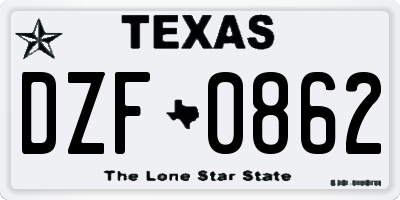TX license plate DZF0862