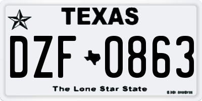 TX license plate DZF0863