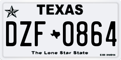TX license plate DZF0864