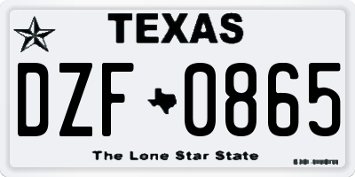 TX license plate DZF0865