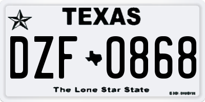 TX license plate DZF0868