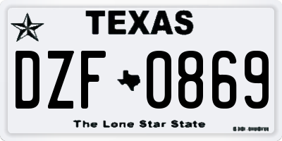 TX license plate DZF0869