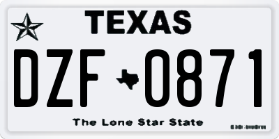 TX license plate DZF0871