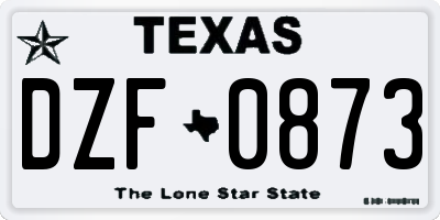 TX license plate DZF0873