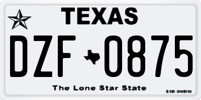 TX license plate DZF0875