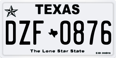 TX license plate DZF0876