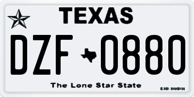 TX license plate DZF0880
