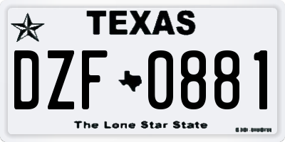TX license plate DZF0881